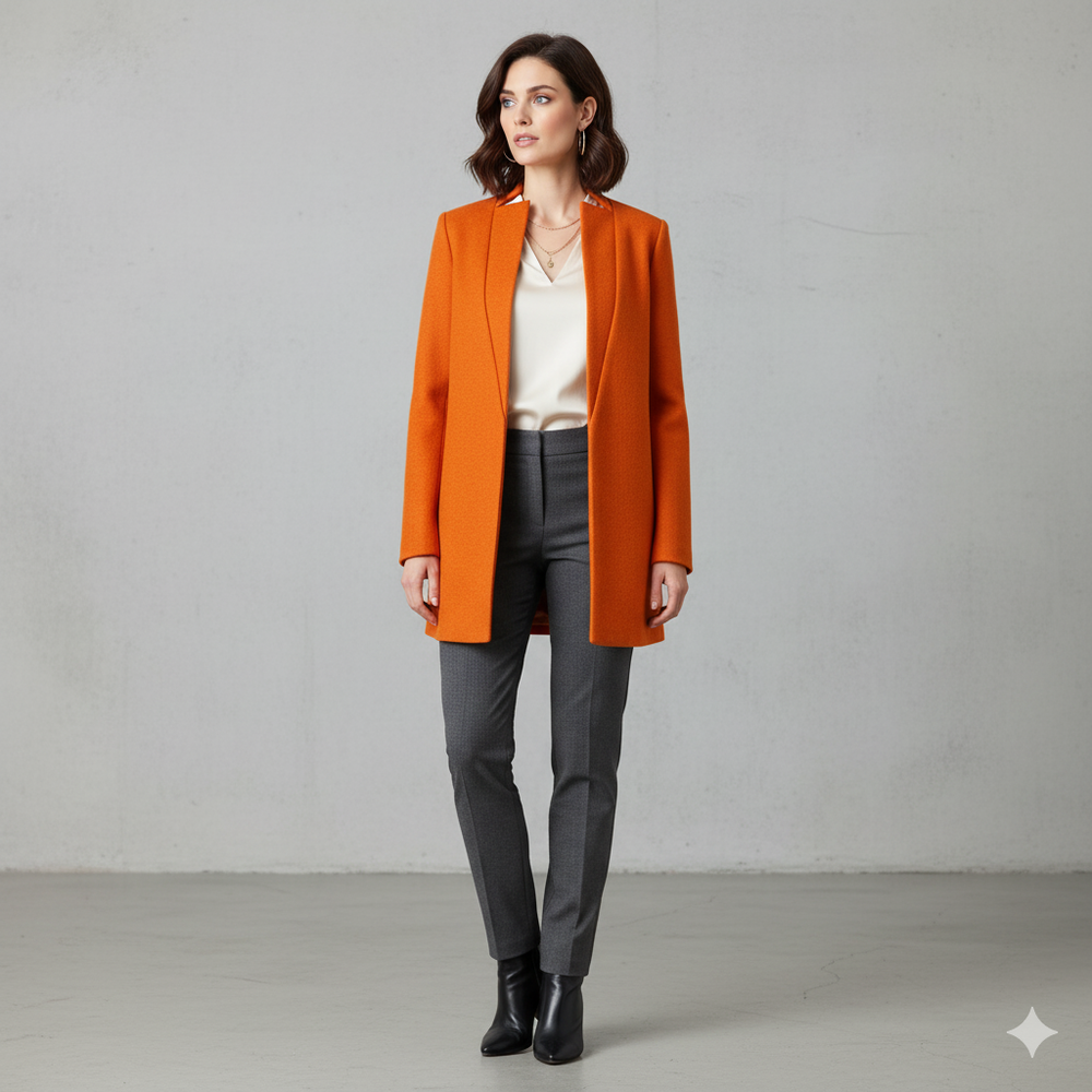 Damen Wollmantel mit Stehkragen | Schmaler Schnitt & Elegant | Herbst/Winter