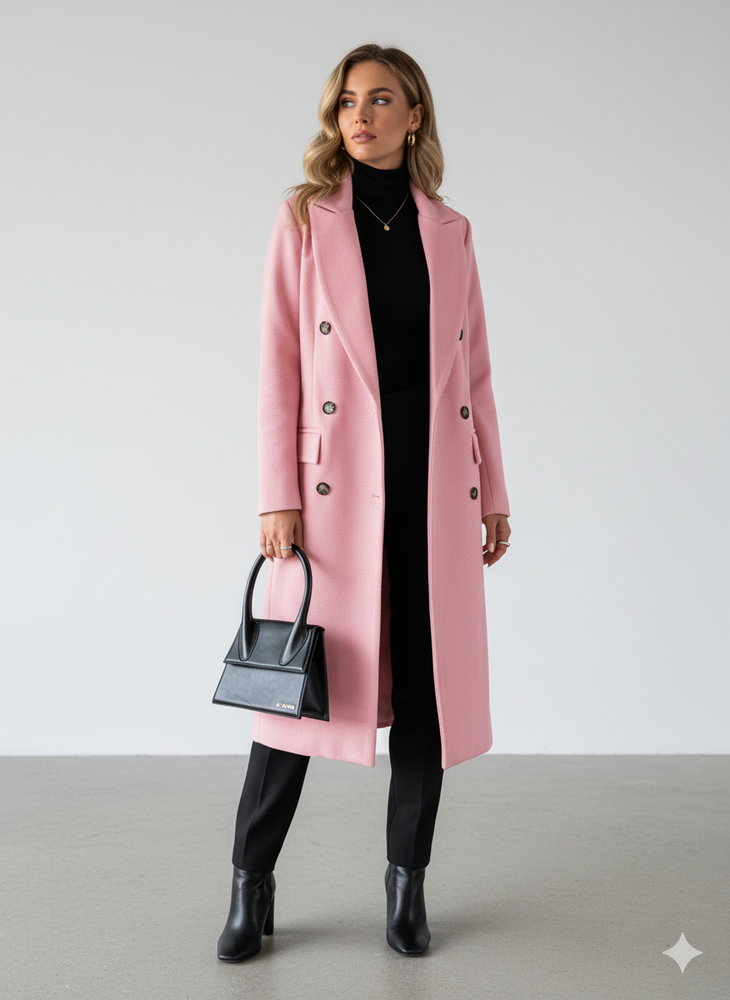 Damen Mantel mit Reverskragen | Doppelreihig & Elegant | Herbst/Winter