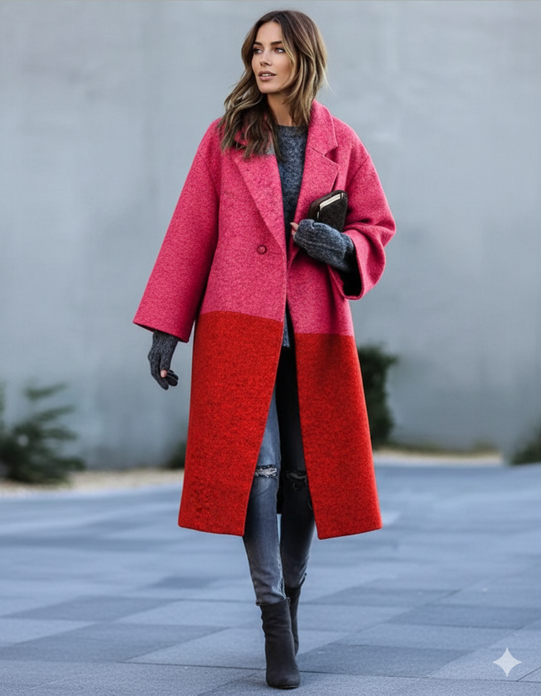 Damen Wollmantel mit Karomuster | Oversize & Warm | Winter