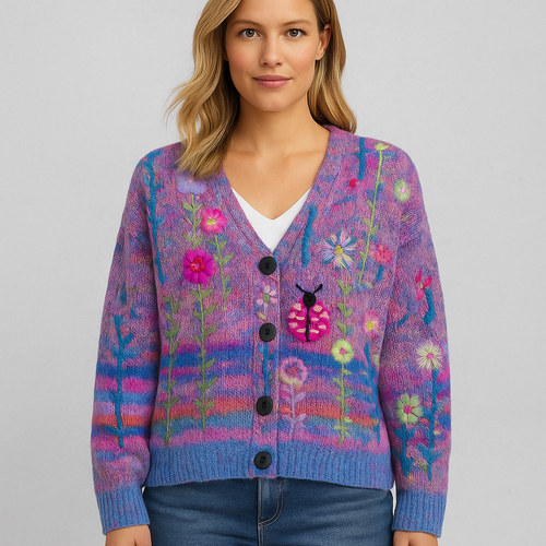 Damen Cardigan mit buntem Strickjacke | Herbst Winter