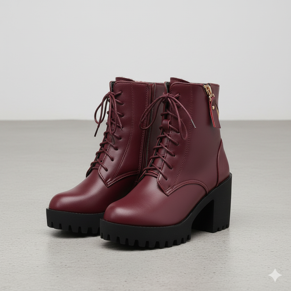 Damen Winter Stiefeletten mit Absatz | Warm Gefüttert & Vegan