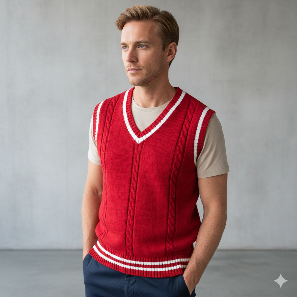 Herren Strickweste im College Stil | Herbst | Übergröße