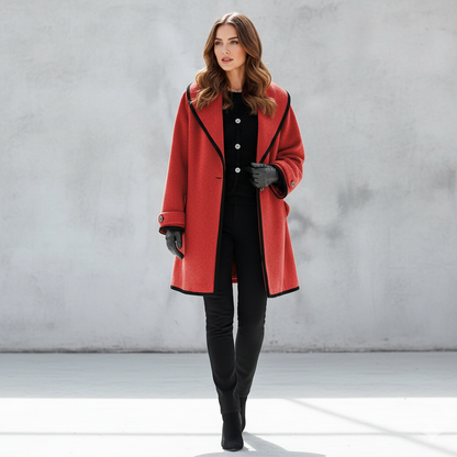 Eleganter Damenmantel mit Kontrastdetails | Herbst/Winter