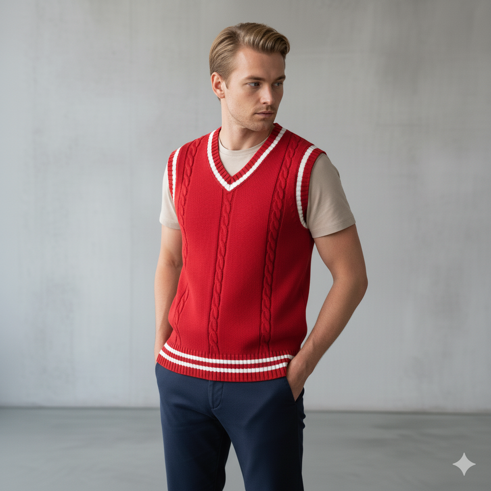 Herren Strickweste im College Stil | Herbst | Übergröße