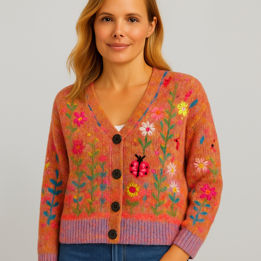 Damen Cardigan mit buntem Strickjacke | Herbst Winter