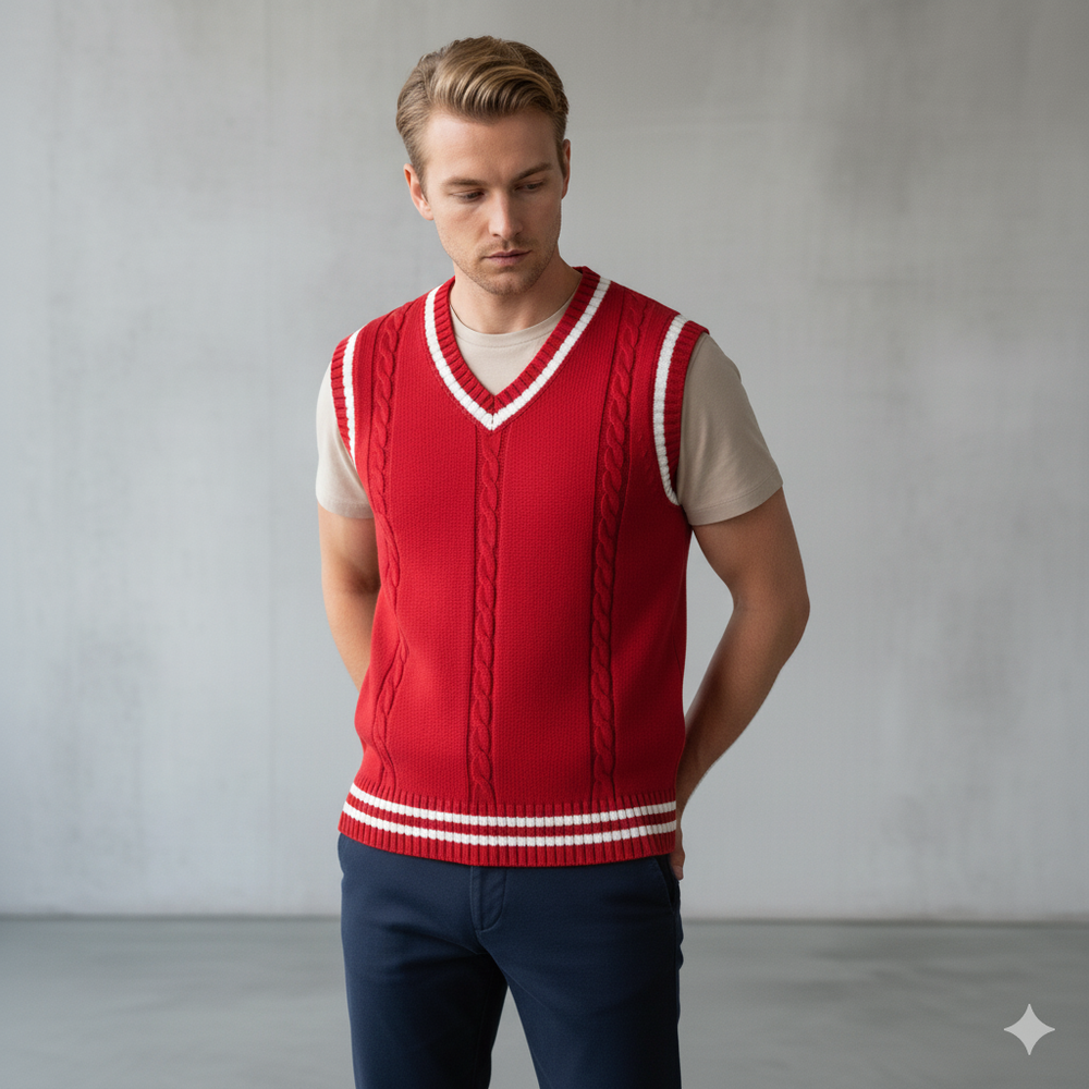 Herren Strickweste im College Stil | Herbst | Übergröße