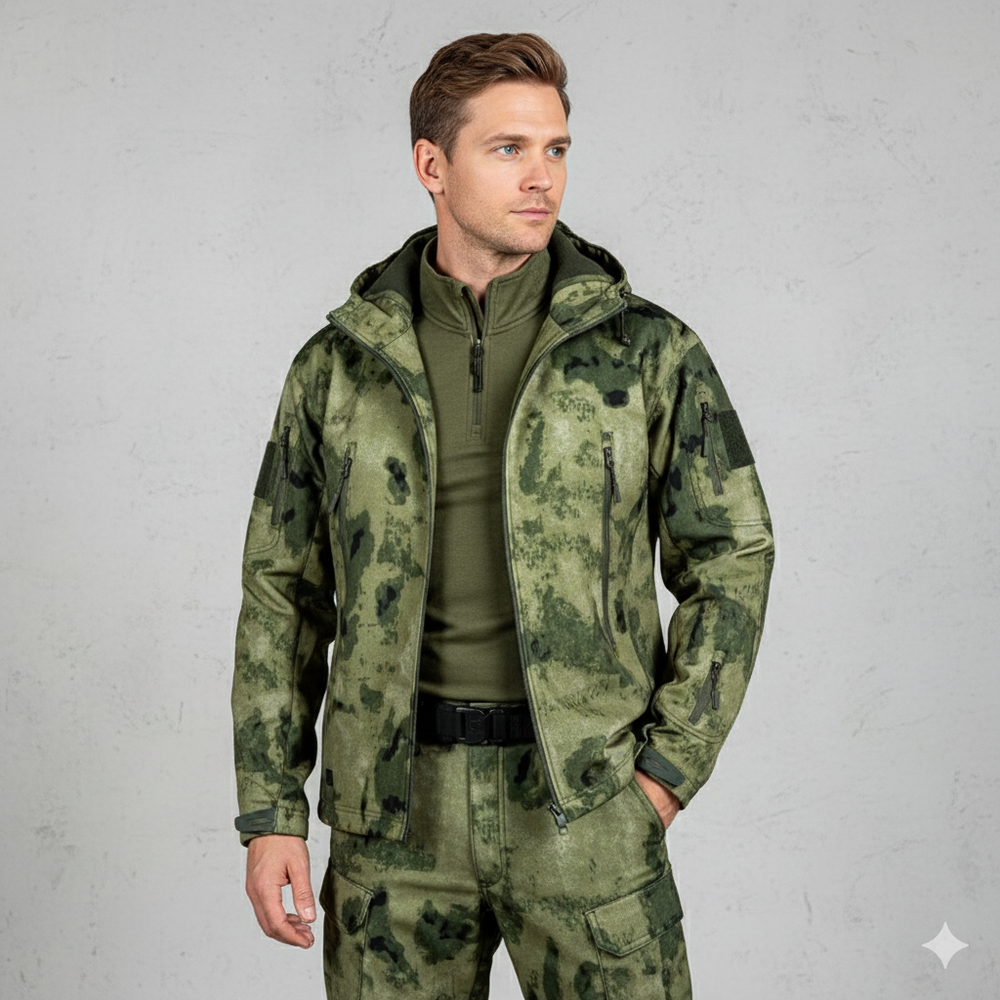 Herren Outdoor Taktikanzug mit Kapuze | Wasserabweisend & Winter