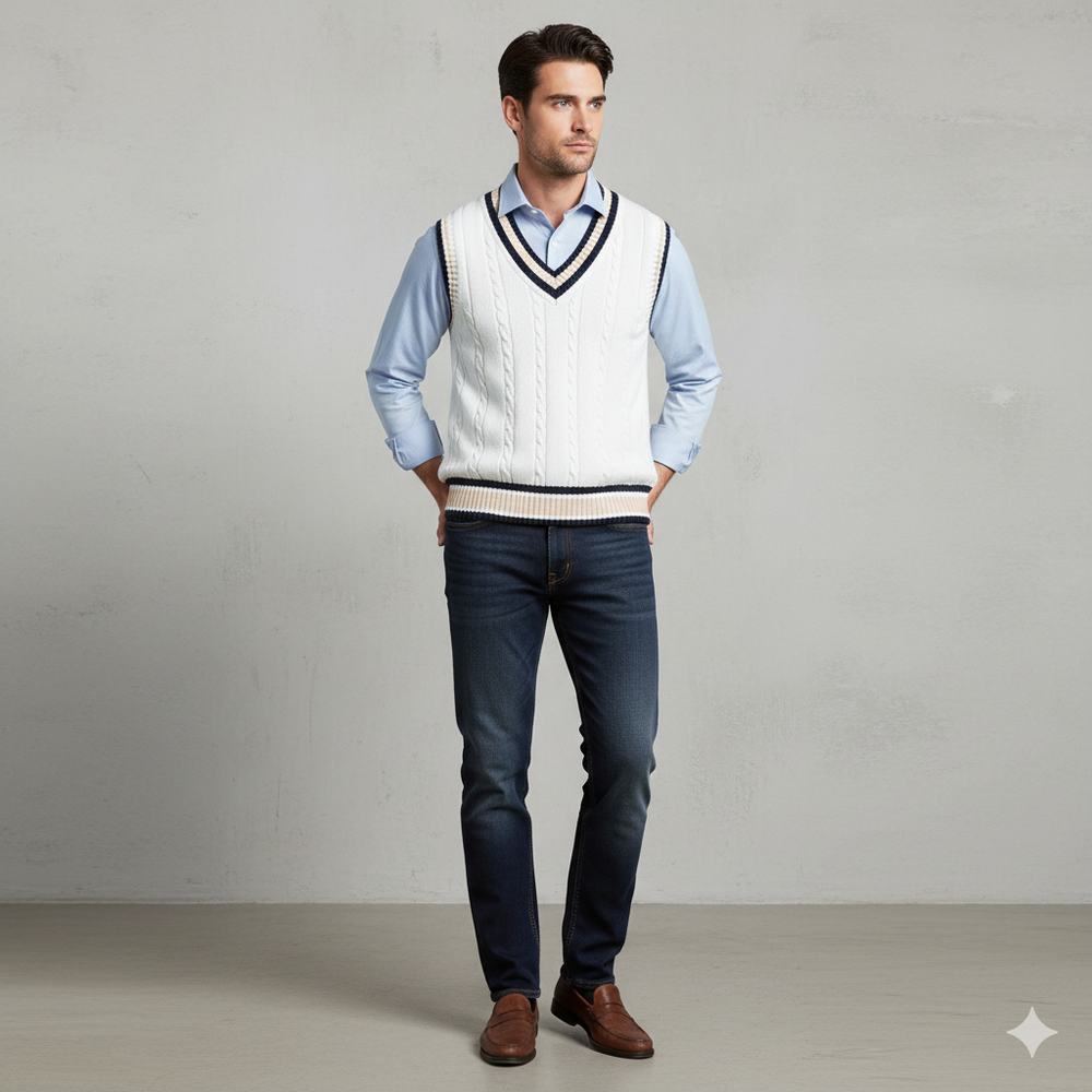 Herren Strickweste im College Stil | Herbst | Übergröße