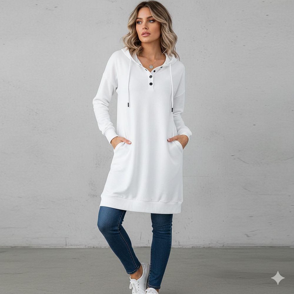 Lässiges Damen Hoodie mit Knopfleist