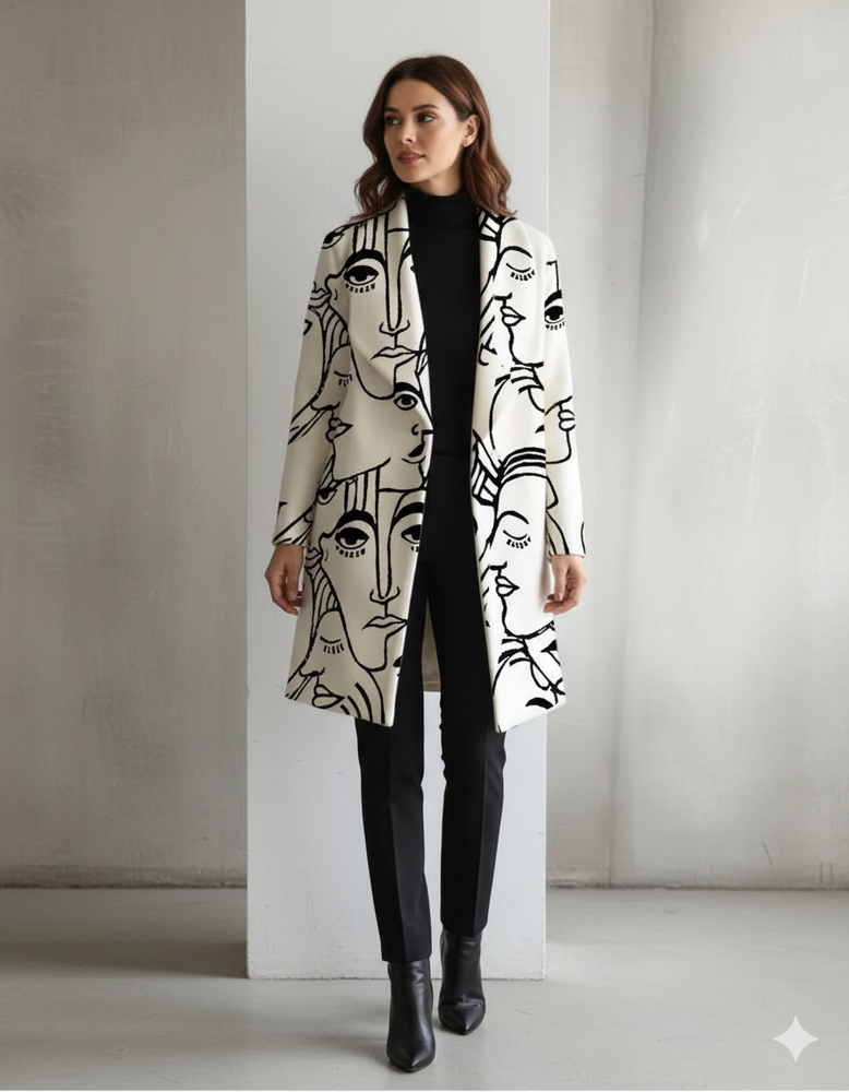 Damen Wollmantel mit Karomuster | Oversize & Warm | Winter