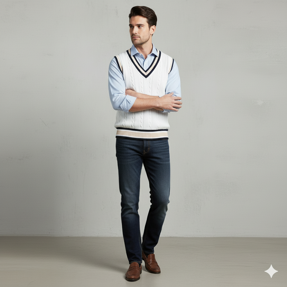 Herren Strickweste im College Stil | Herbst | Übergröße