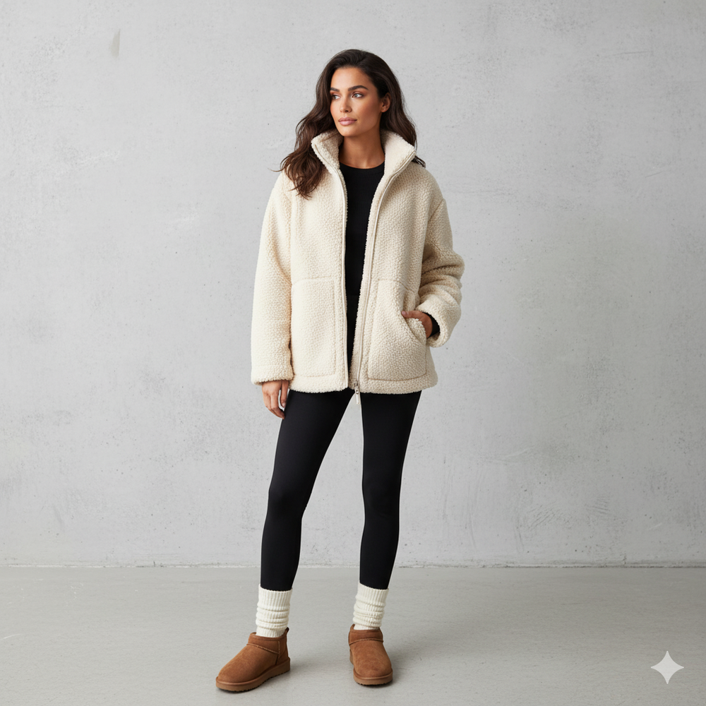 Damen Teddyjacke mit Reißverschluss | Kuschelig & Warm | Winter