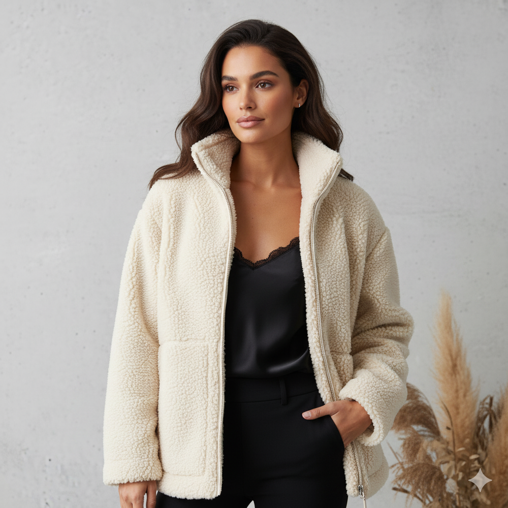 Damen Teddyjacke mit Reißverschluss | Kuschelig & Warm | Winter
