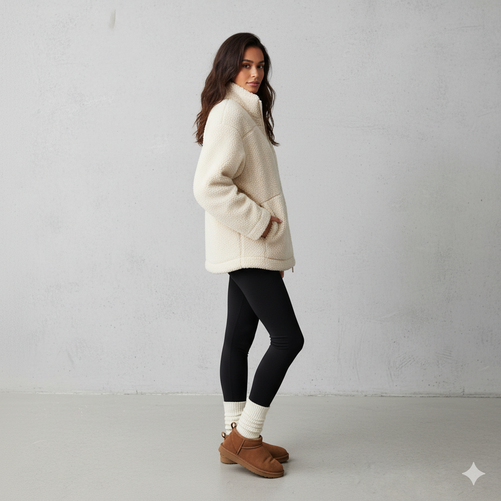 Damen Teddyjacke mit Reißverschluss | Kuschelig & Warm | Winter