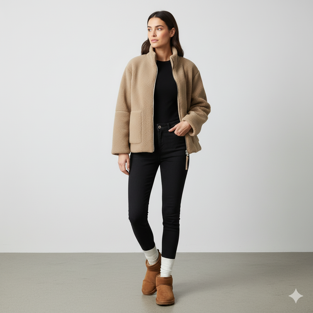 Damen Teddyjacke mit Reißverschluss | Kuschelig & Warm | Winter