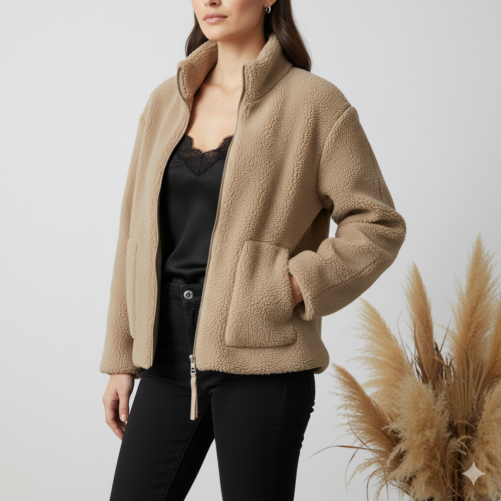 Damen Teddyjacke mit Reißverschluss | Kuschelig & Warm | Winter