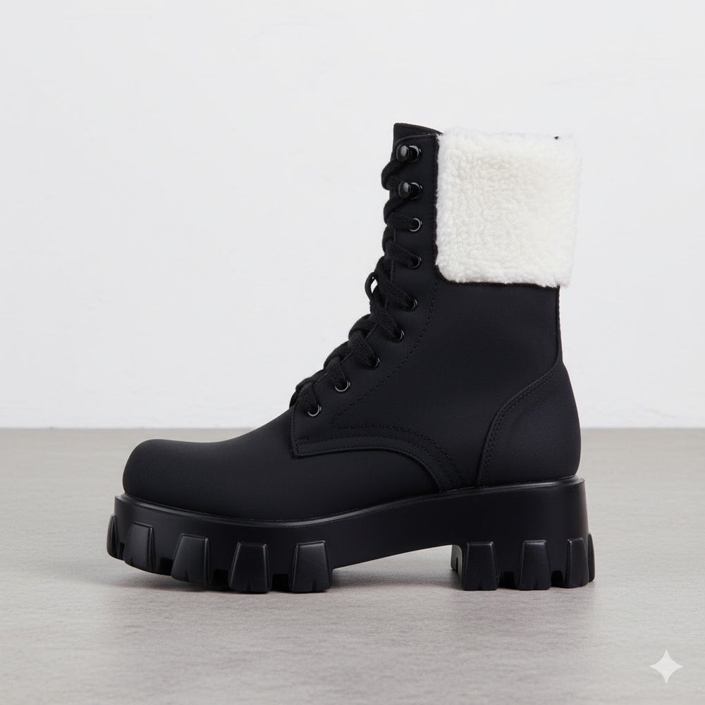 Damen Winter Schnürstiefel mit Fellfutter | Vegan & Rutschfest