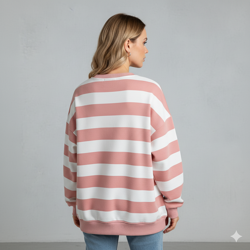 Damen Pullover Kuschelig Lässig | Gestreift | Rundhals