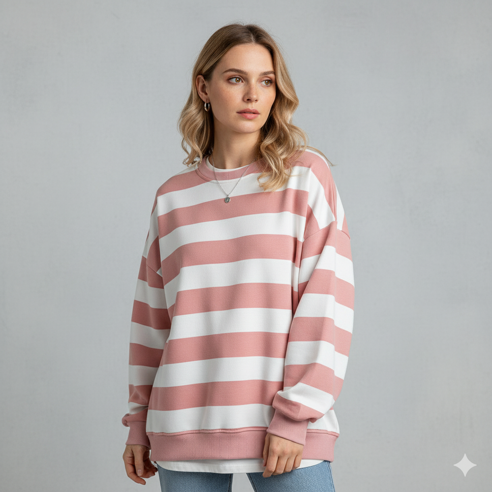 Damen Pullover Kuschelig Lässig | Gestreift | Rundhals