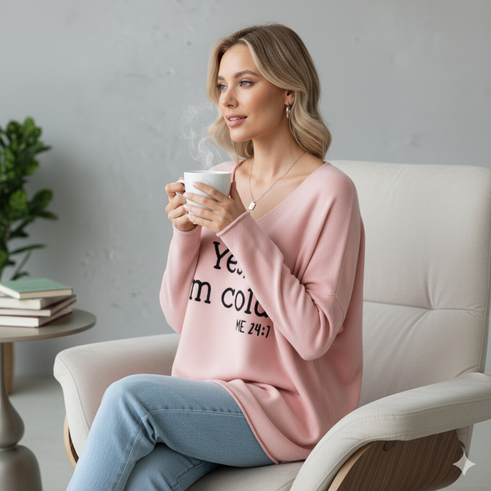 Damenpullover mit V Ausschnitt und Print | Freizeit