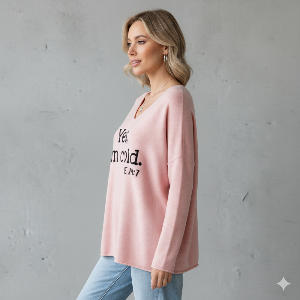 Damenpullover mit V Ausschnitt und Print | Freizeit