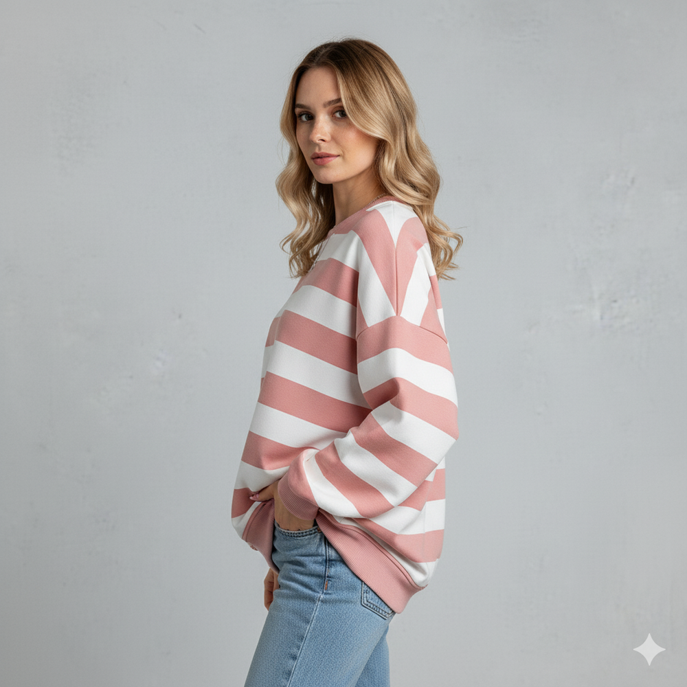 Damen Pullover Kuschelig Lässig | Gestreift | Rundhals