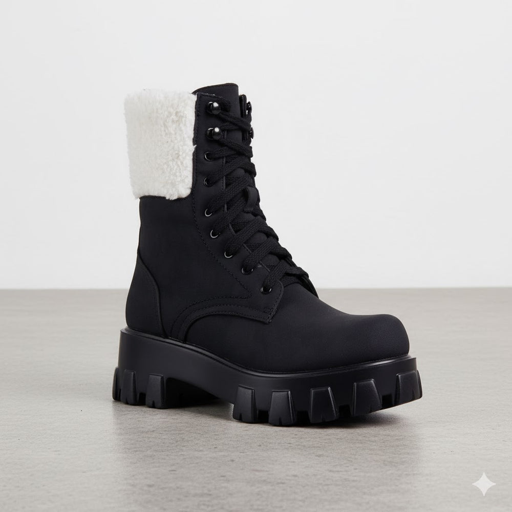 Damen Winter Schnürstiefel mit Fellfutter | Vegan & Rutschfest