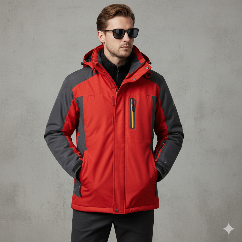 Herren Skijacke mit Kapuze | Winddicht & Warm | Winter Outdoor