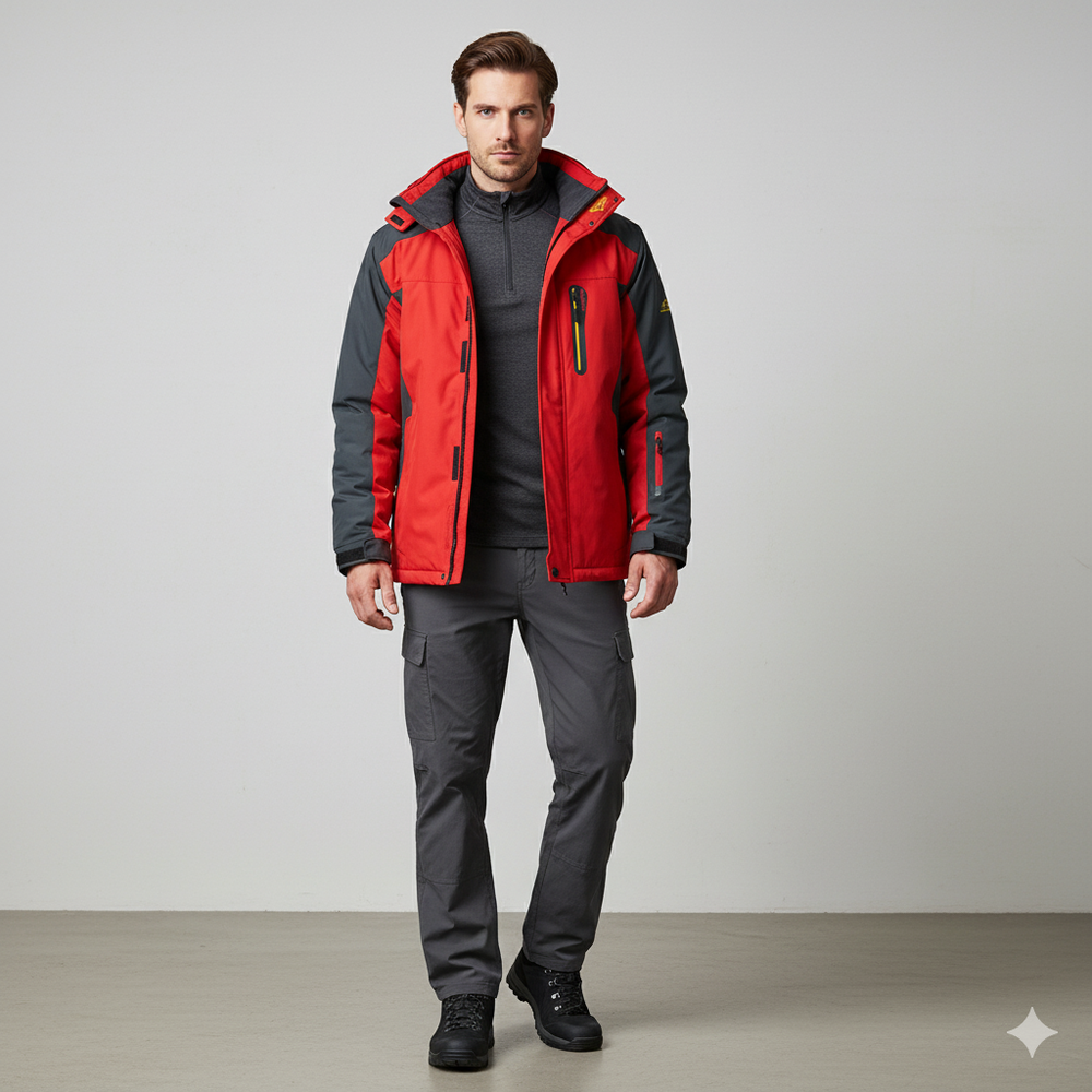 Herren Skijacke mit Kapuze | Winddicht & Warm | Winter Outdoor