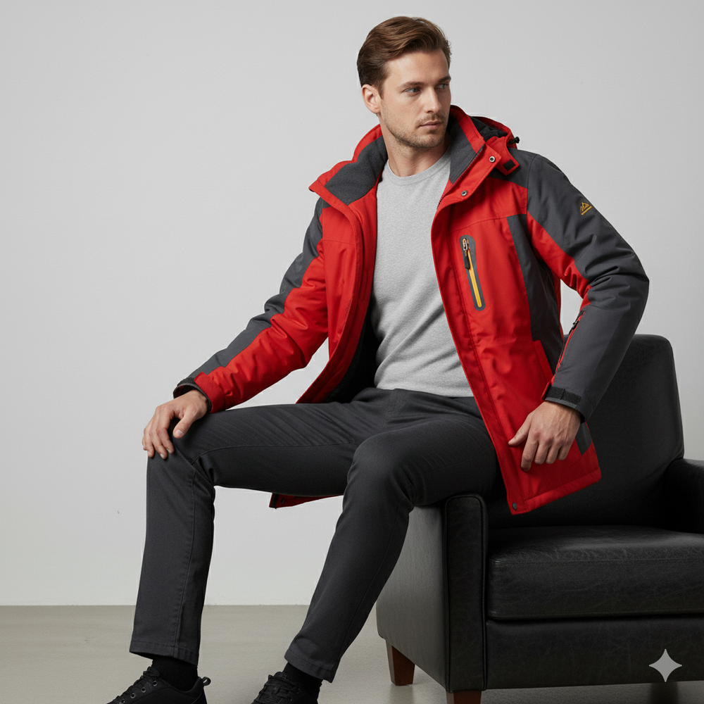 Herren Skijacke mit Kapuze | Winddicht & Warm | Winter Outdoor