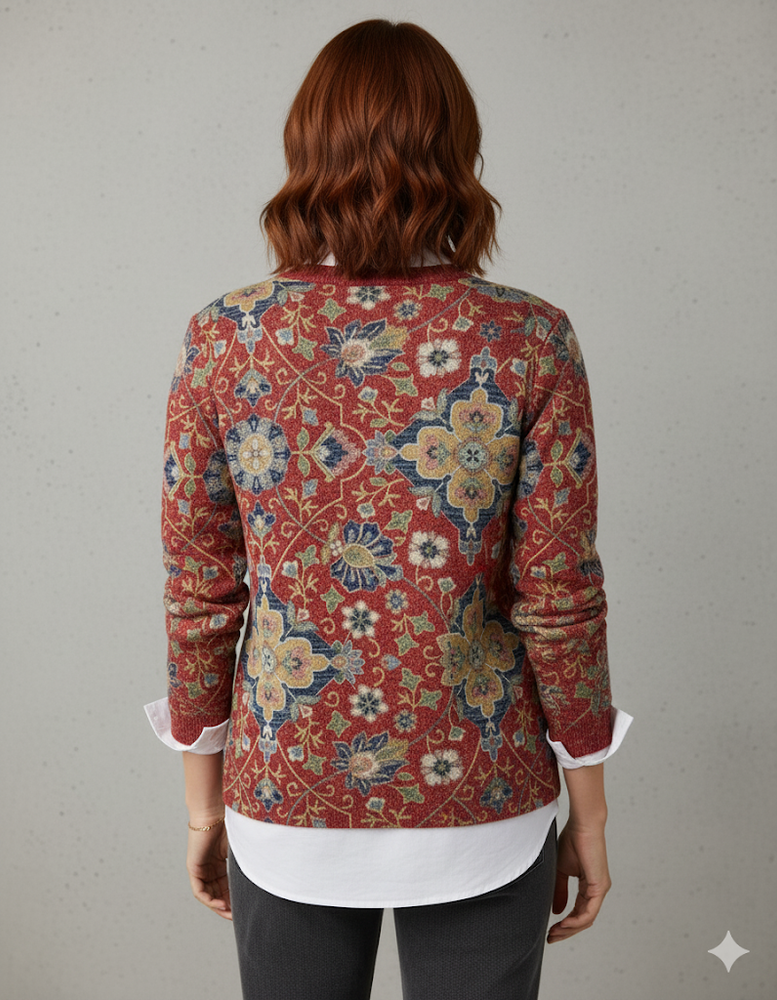 Damen Strickpullover mit Blumenmuster | Locker & Elegant