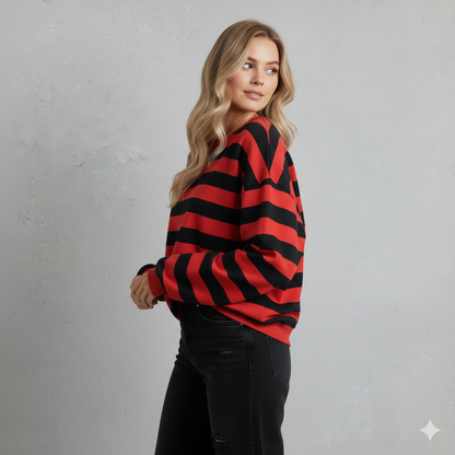 Damen Pullover Kuschelig Lässig | Gestreift | Rundhals