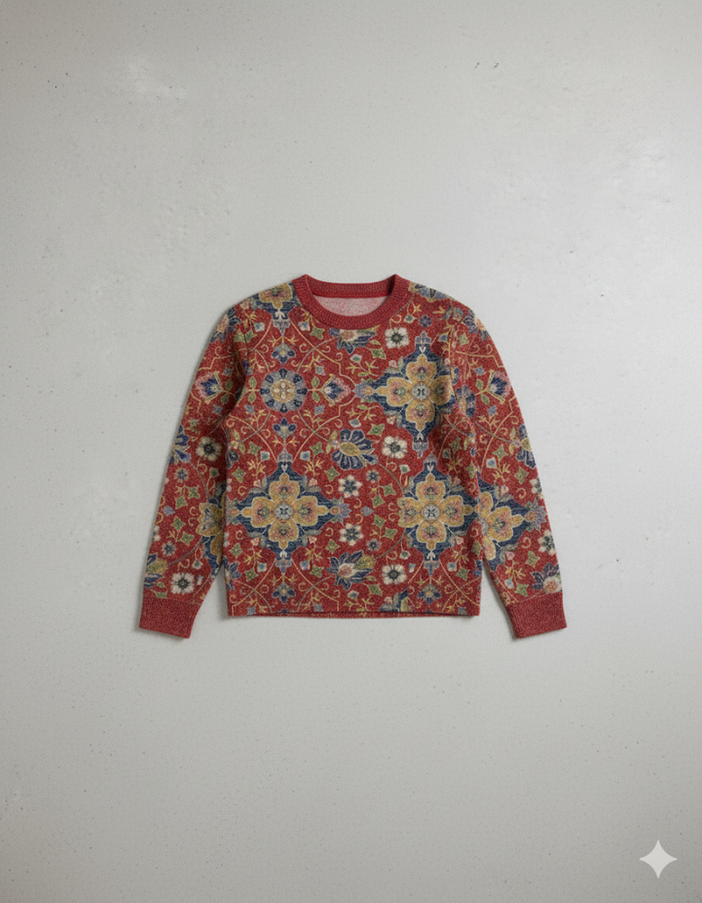 Damen Strickpullover mit Blumenmuster | Locker & Elegant