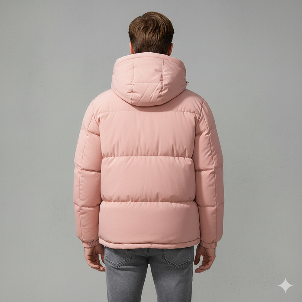 Warme Herren Pufferjacke mit Kapuze