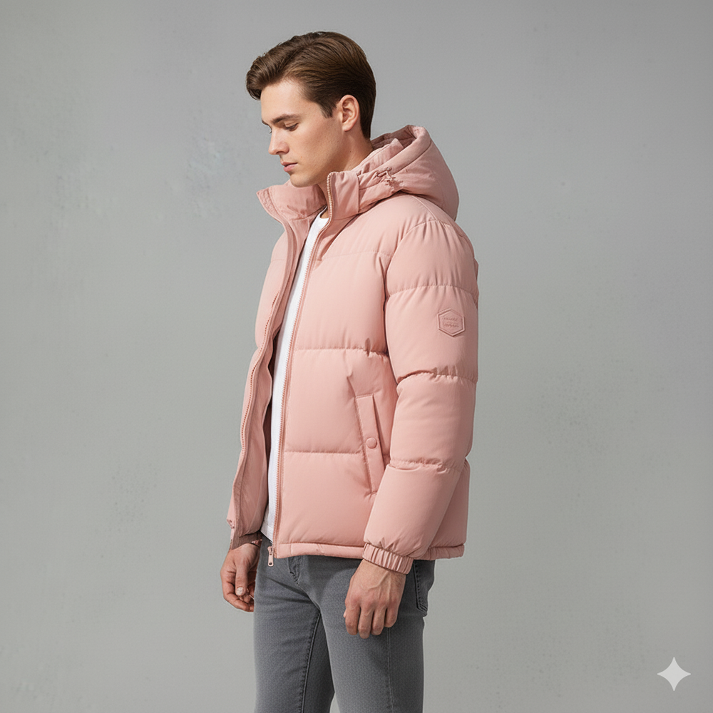 Warme Herren Pufferjacke mit Kapuze