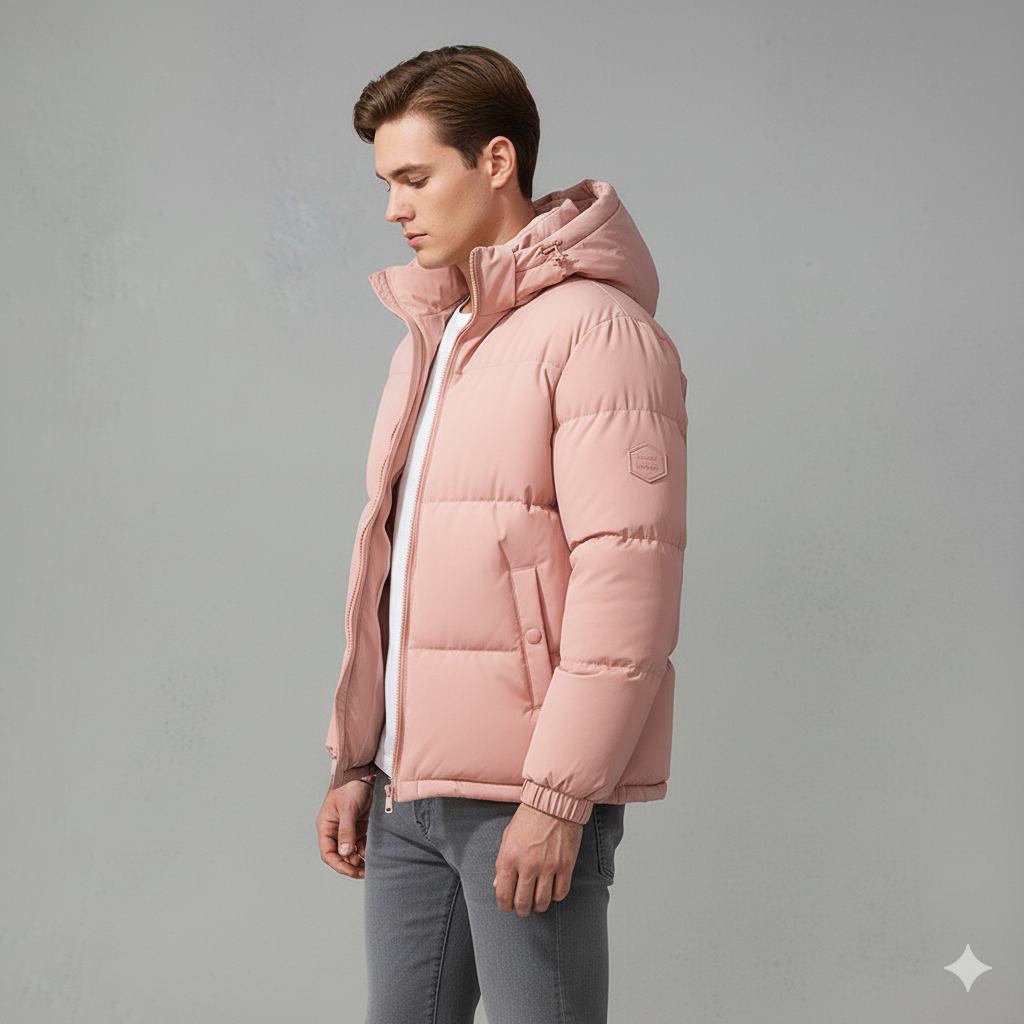 Warme Herren Steppjacke mit Kapuze | Winter Casual