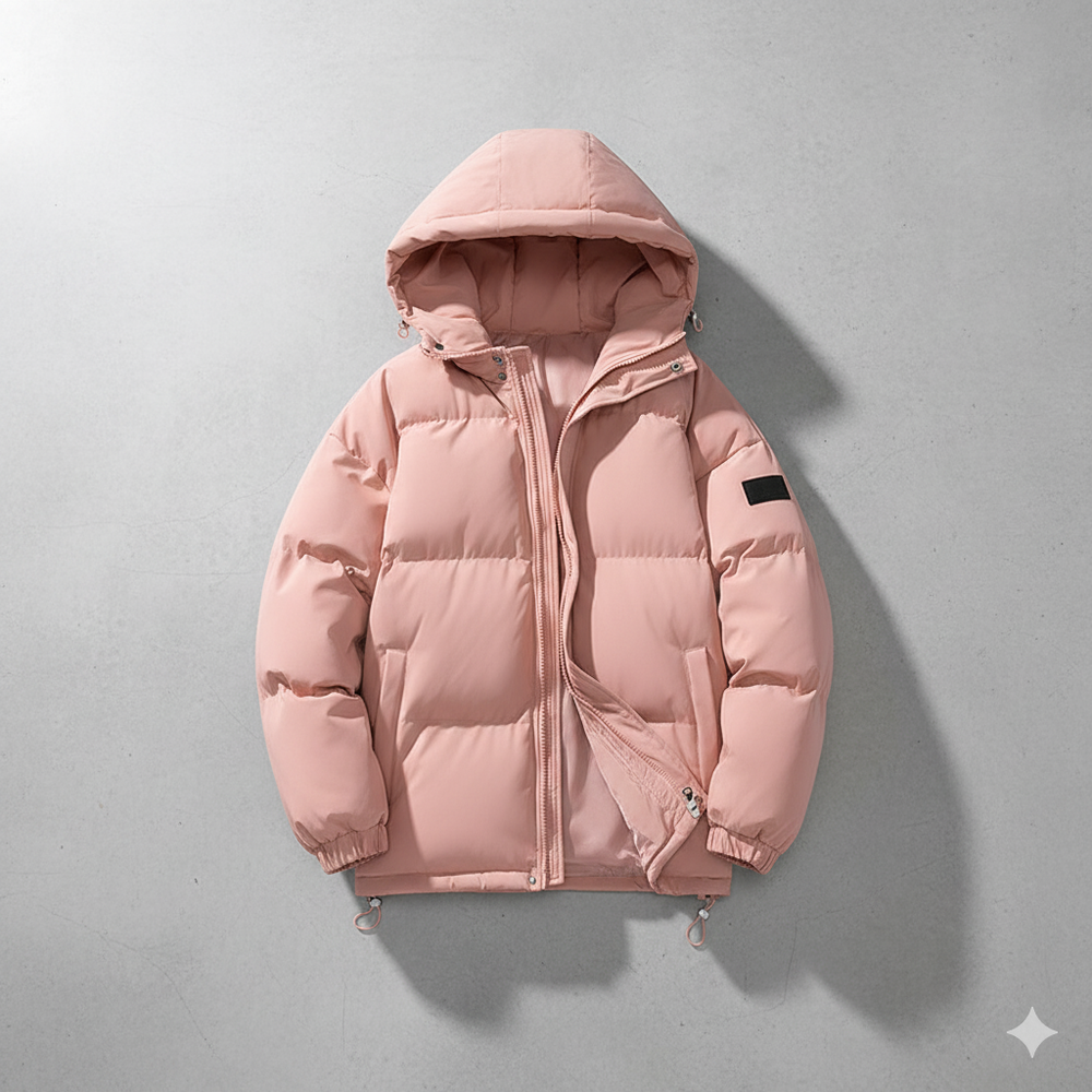 Warme Herren Pufferjacke mit Kapuze