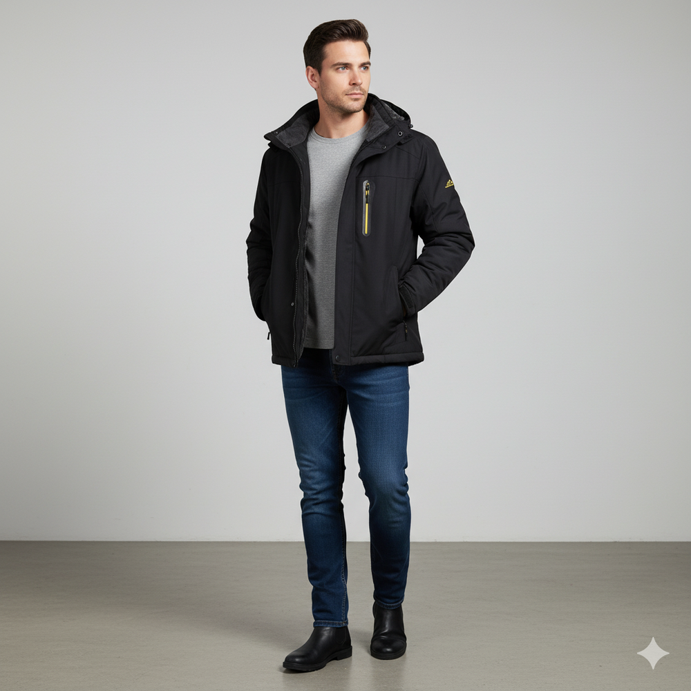 Herren Skijacke mit Kapuze | Winddicht & Warm | Winter Outdoor