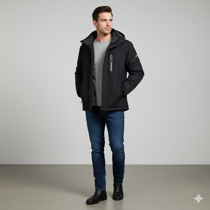 Herren Skijacke mit Kapuze | Winddicht & Warm | Winter Outdoor