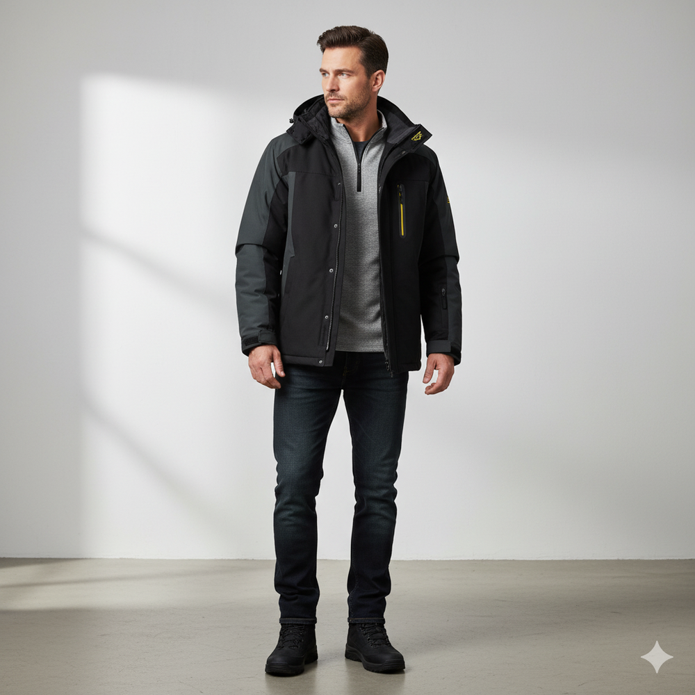 Herren Skijacke mit Kapuze | Winddicht & Warm | Winter Outdoor