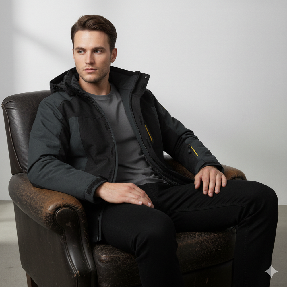 Herren Skijacke mit Kapuze | Winddicht & Warm | Winter Outdoor