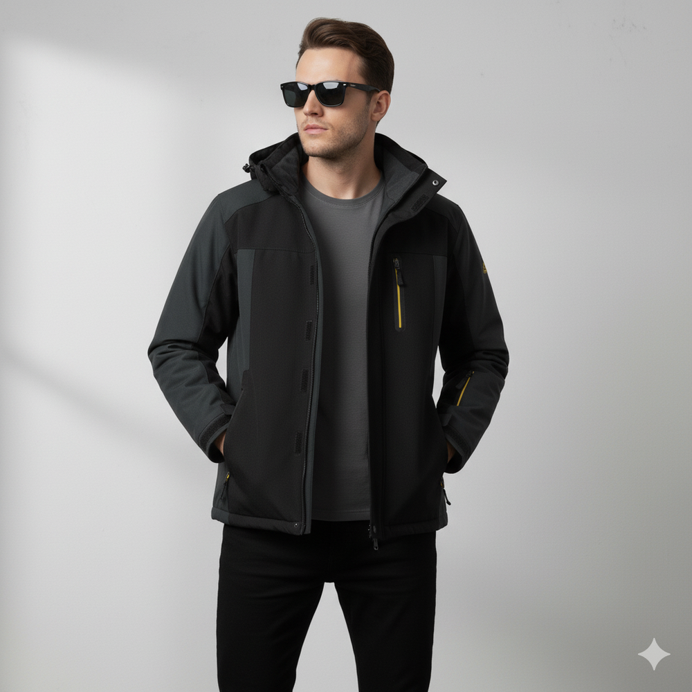 Herren Skijacke mit Kapuze | Winddicht & Warm | Winter Outdoor