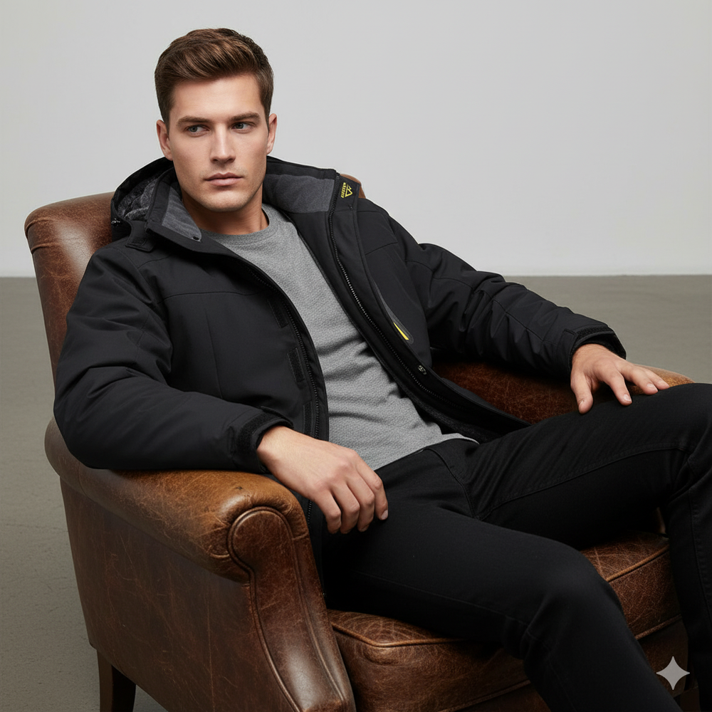 Herren Skijacke mit Kapuze | Winddicht & Warm | Winter Outdoor