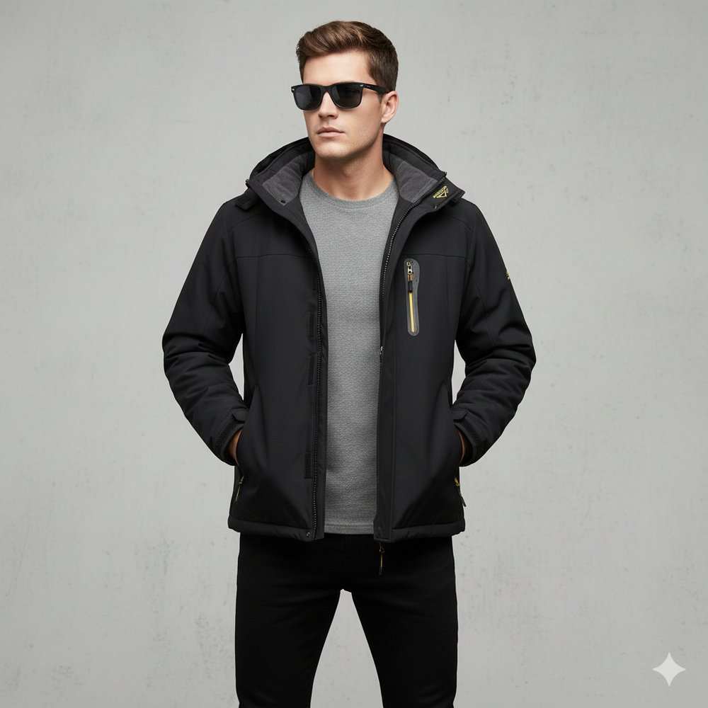Herren Skijacke mit Kapuze | Winddicht & Warm | Winter Outdoor