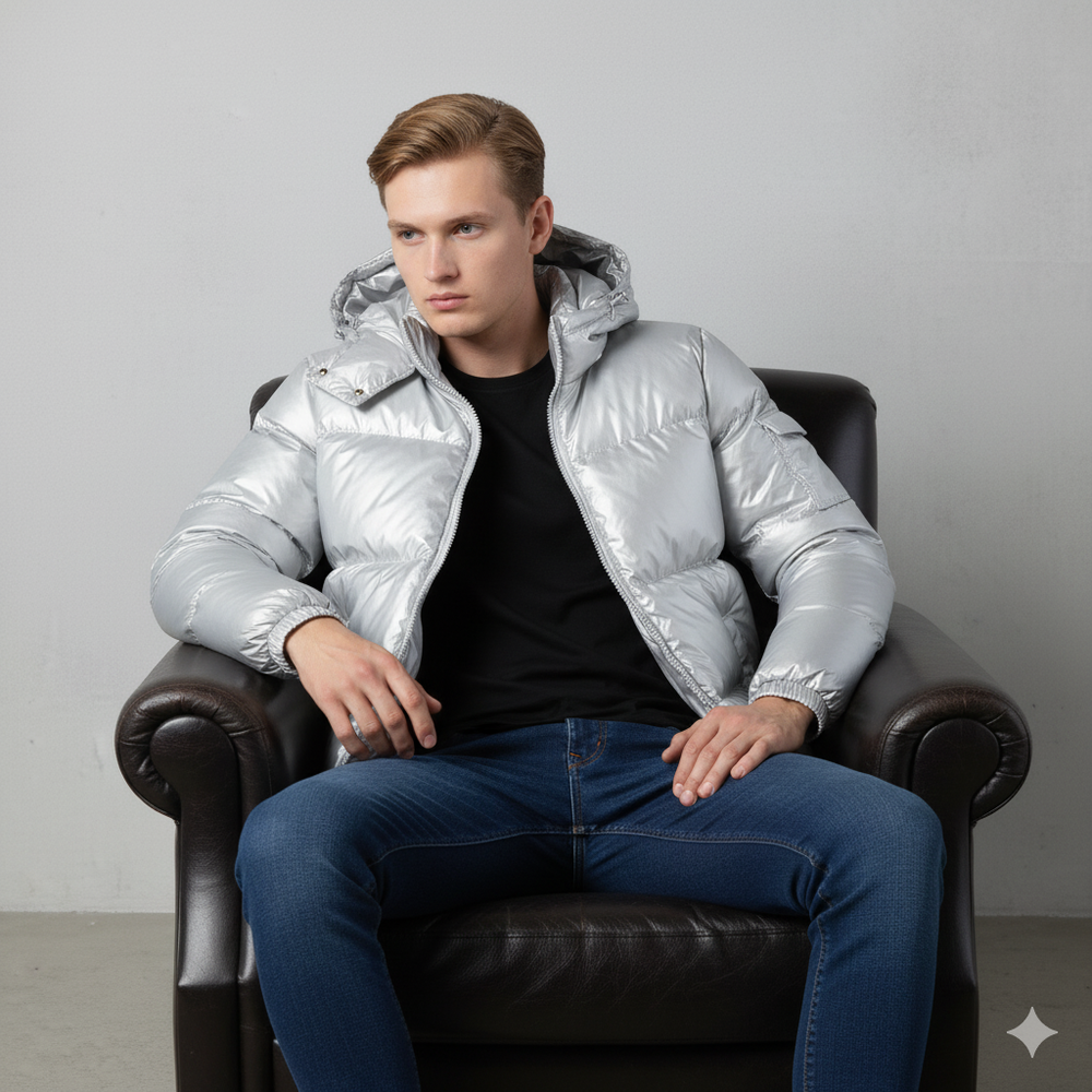 Herren Pufferjacke mit Kapuze | Winter | Warm & Modern