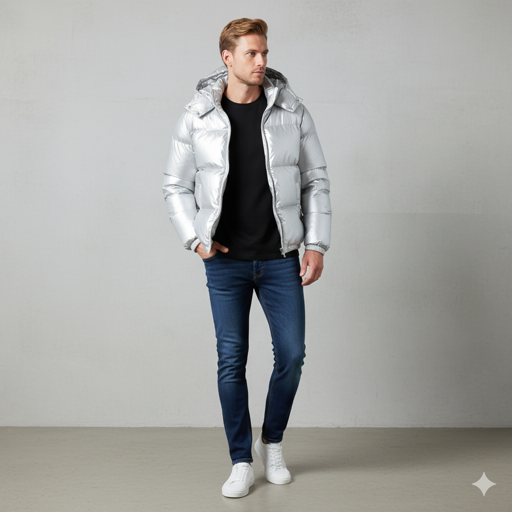 Herren Pufferjacke mit Kapuze | Winter | Warm & Modern