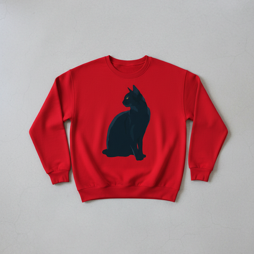 Damenpullover mit Rundhalsausschnitt und Katzenprint | Freizeit
