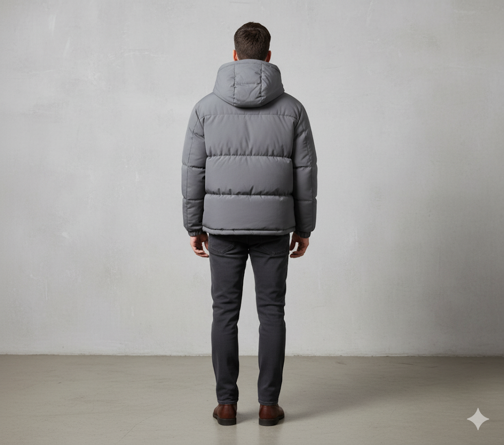 Warme Herren Pufferjacke mit Kapuze