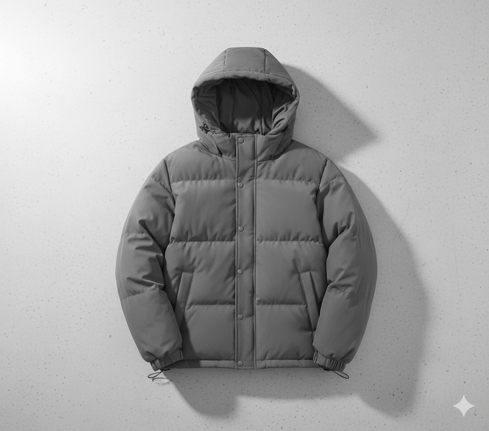 Warme Herren Pufferjacke mit Kapuze