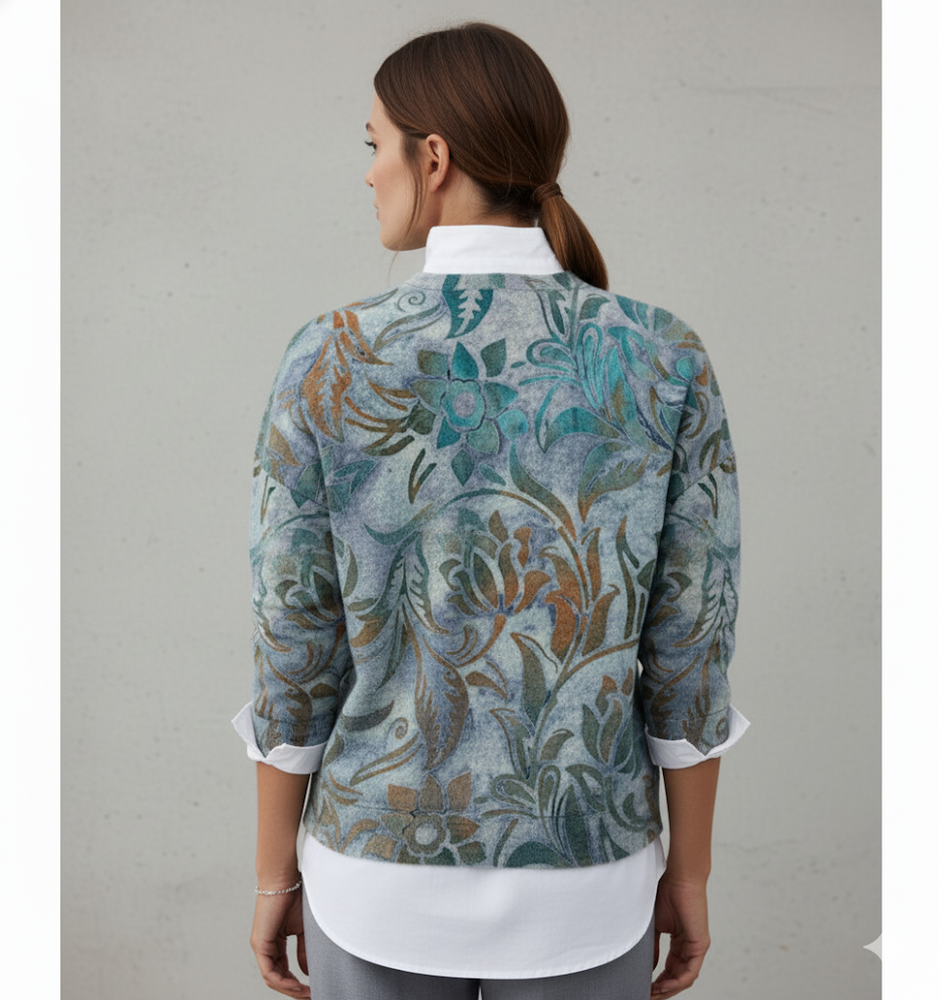 Damen Strickpullover mit Blumenmuster | Locker & Elegant